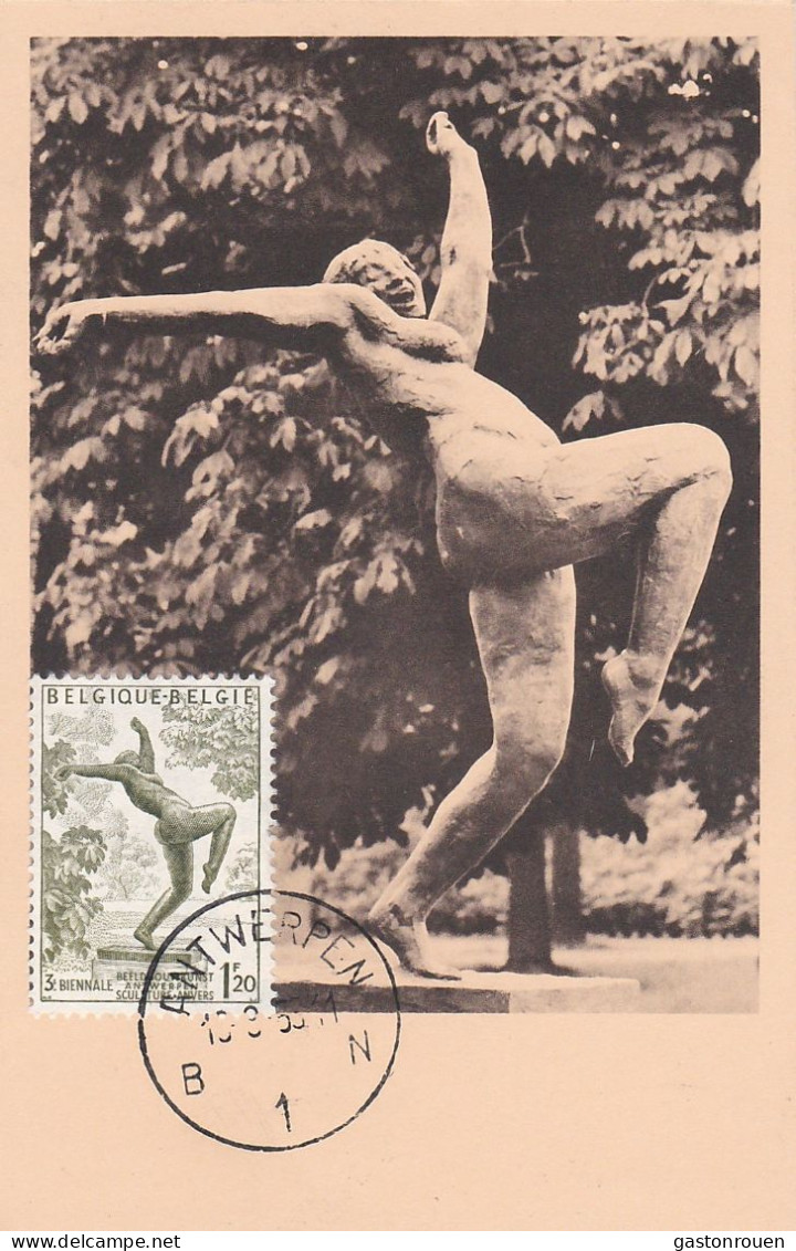 Carte Maximum Belgique 969 Sculpture La Vierge Folle 1955 - 1951-1960