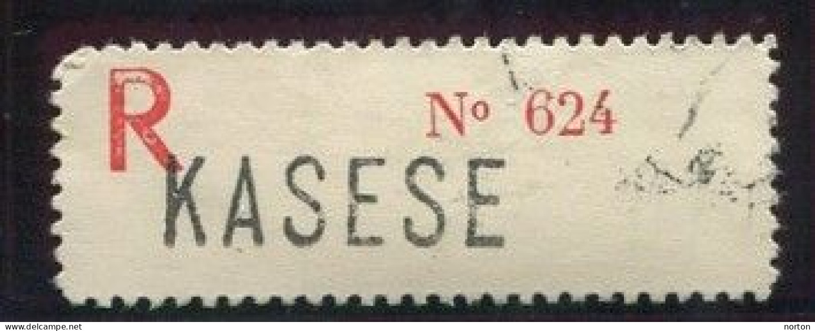 Congo Kasese Etiquette De Recommandé Type 2Ad/R-O/M (grande Griffe Majuscule) Dent. 10 3/4 - Cartas & Documentos