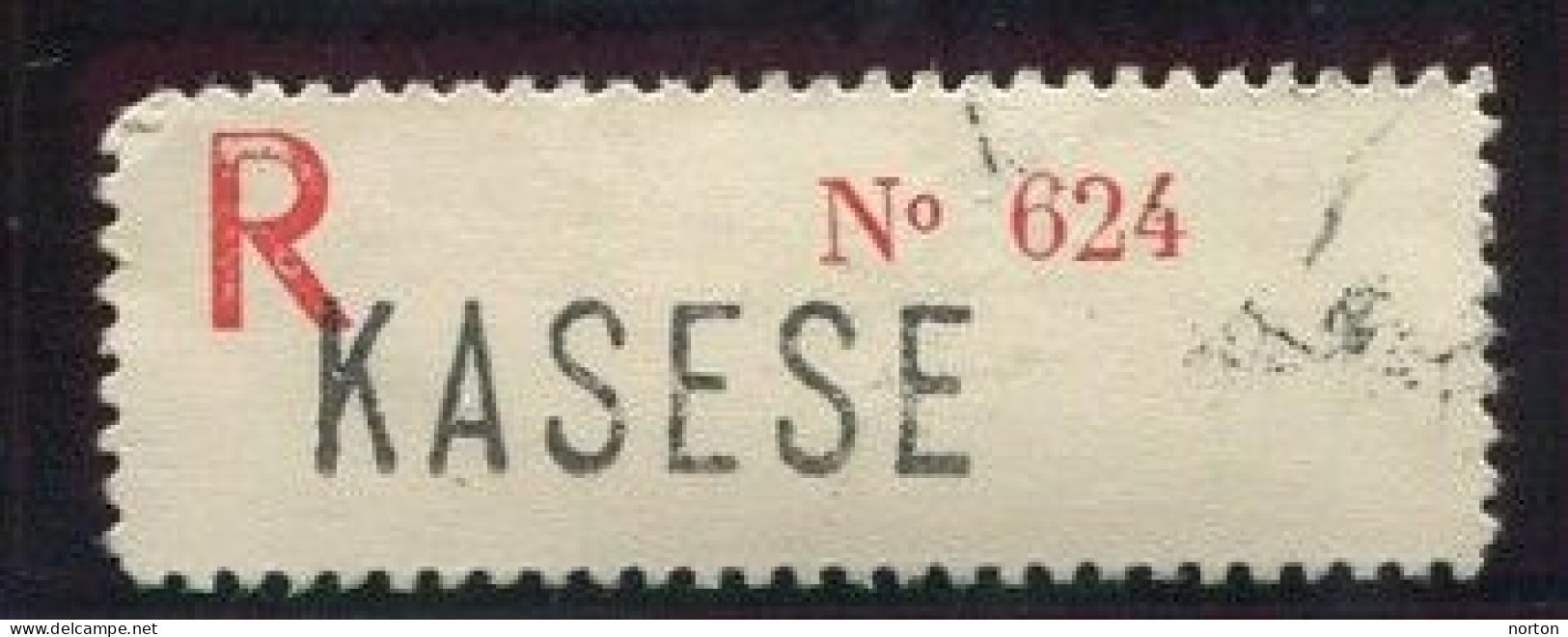 Congo Kasese Etiquette De Recommandé Type 2Ad/R-O/M (grande Griffe Majuscule) Dent. 10 3/4 - Lettres & Documents