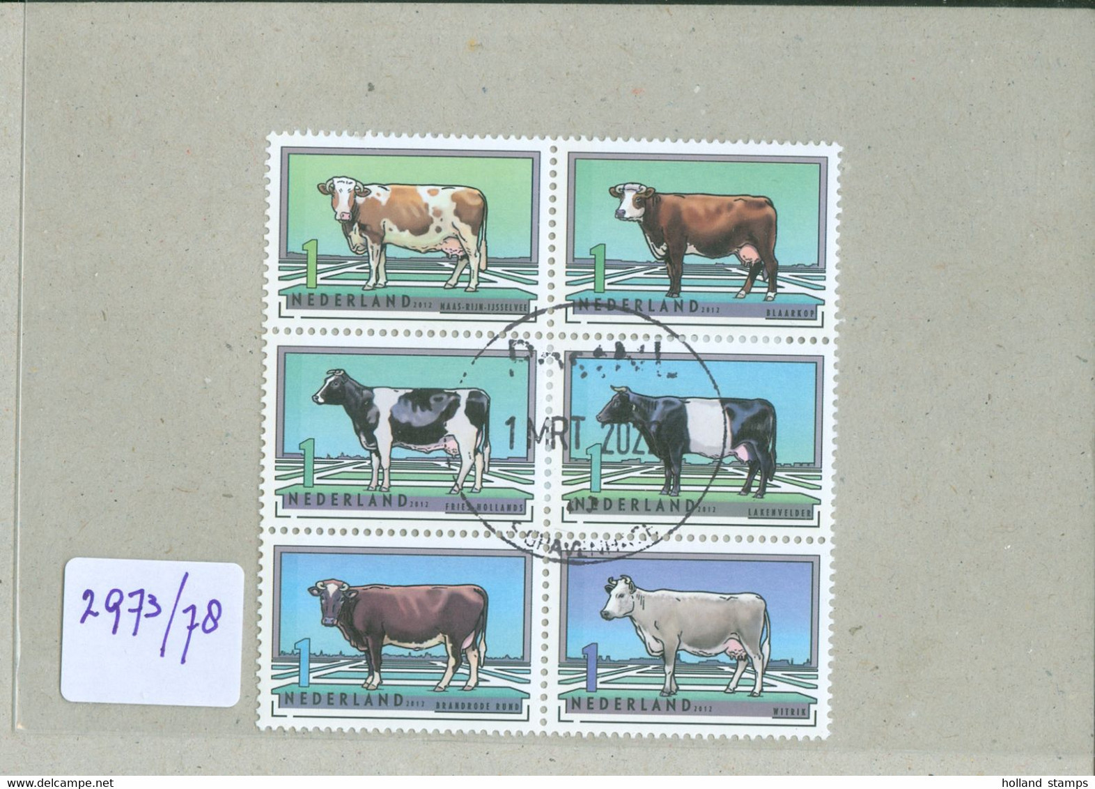 NEDERLAND * 2012 * NVPH 2973 - 2976 * In Blok Van 6 *  POSTFRIS GESTEMPELD * KOEIEN * COWS * VACHES * KÜHE * VACAS - Usati