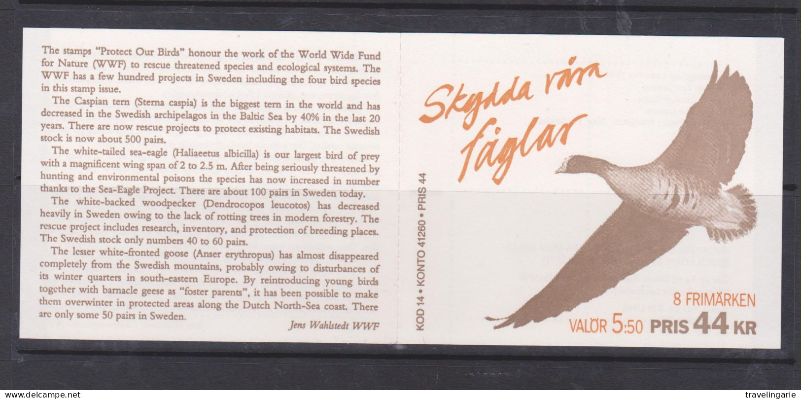 Sweden 1994 Stamp Booklet Bird Protection With WWF Logo MNH ** - 1981-..