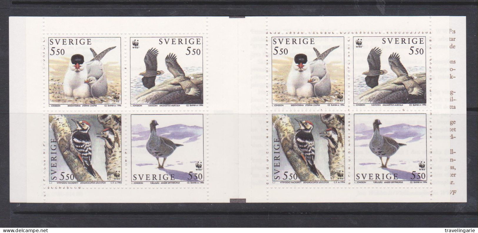 Sweden 1994 Stamp Booklet Bird Protection With WWF Logo MNH ** - 1981-..