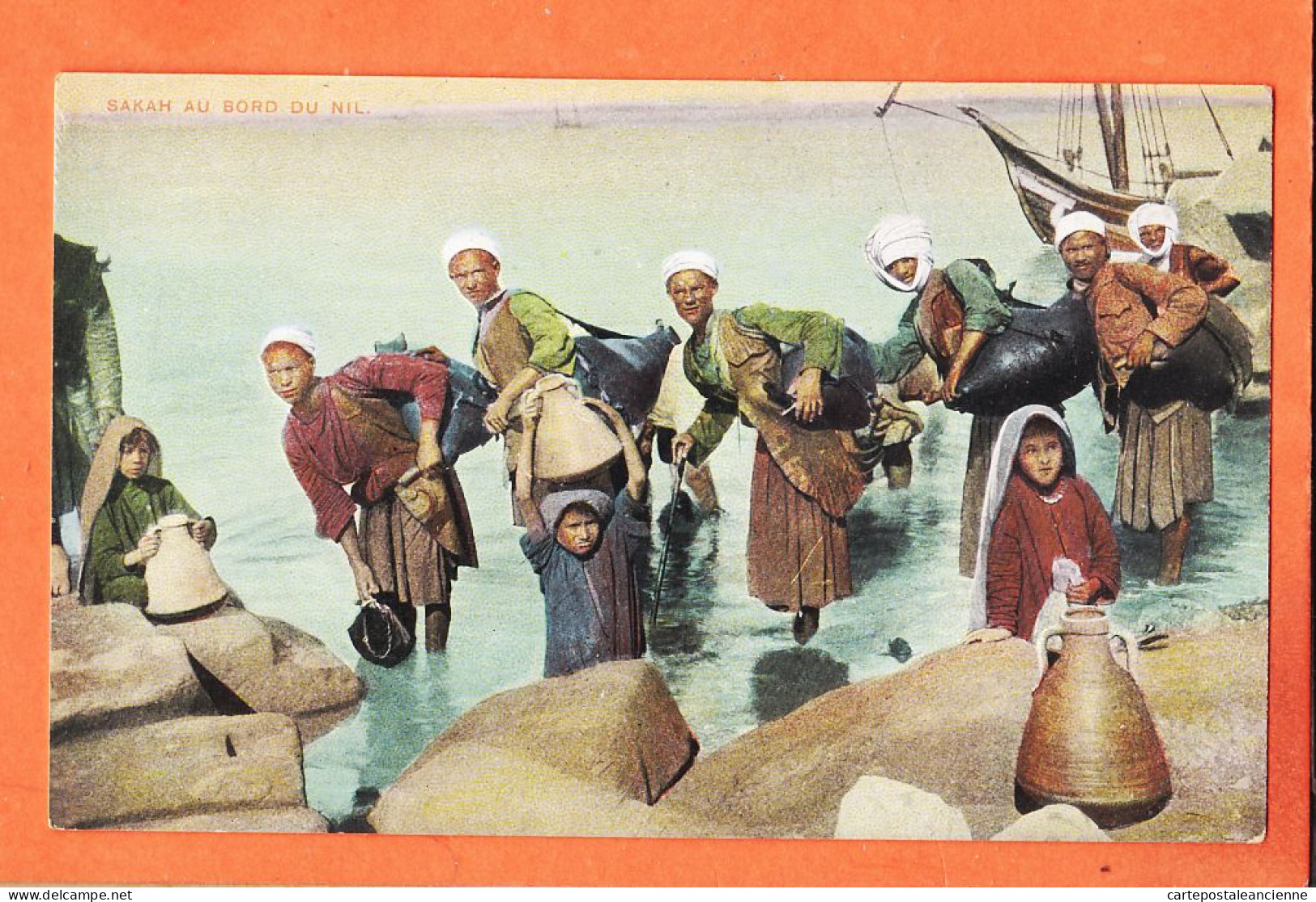 21061 / ⭐ SAKAH ◉ Lichtenstern & Harari N° 204 ◉ Ethnic Petits Métiers Porteurs D'eau Egyptiens Au Bord Du NIL 1905s - Personas
