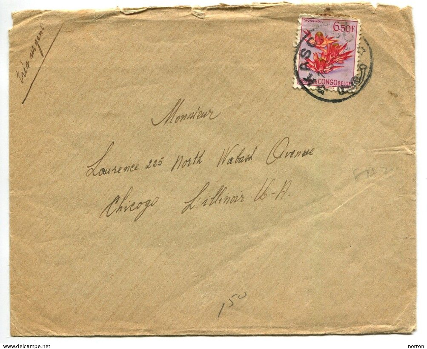 Congo Kasongo Oblit. Keach 8A3 Sur C.O.B. 317 Sur Lettre Vers Chicago  Le 11/03/1947 - Briefe U. Dokumente
