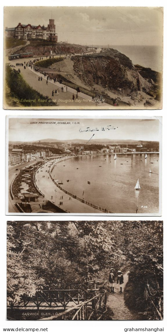 9 Postcards Lot UK IOM Isle Of Man Views Douglas Ramsey Groudle Glen Garwick Glen All Posted 1904-1955 - Isola Di Man (dell'uomo)