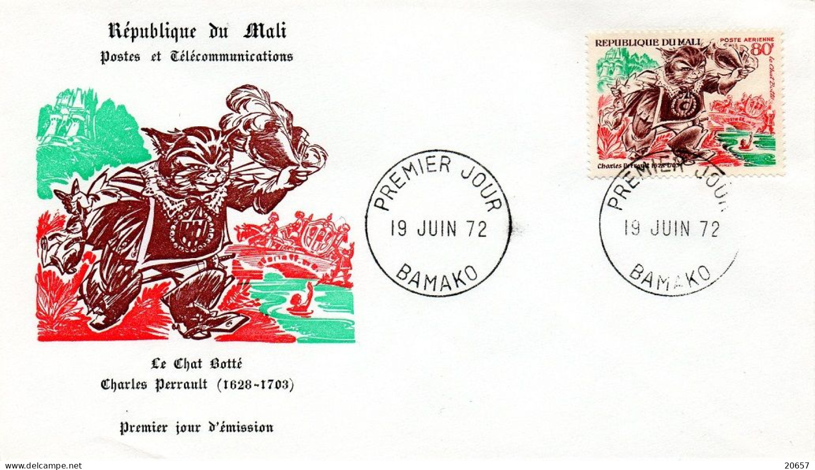 Mali A 153/55 Fdc Les Contes De Perrault , Cendrillon , Le Chat Botté , La Belle Au Bois Dormant - Contes, Fables & Légendes