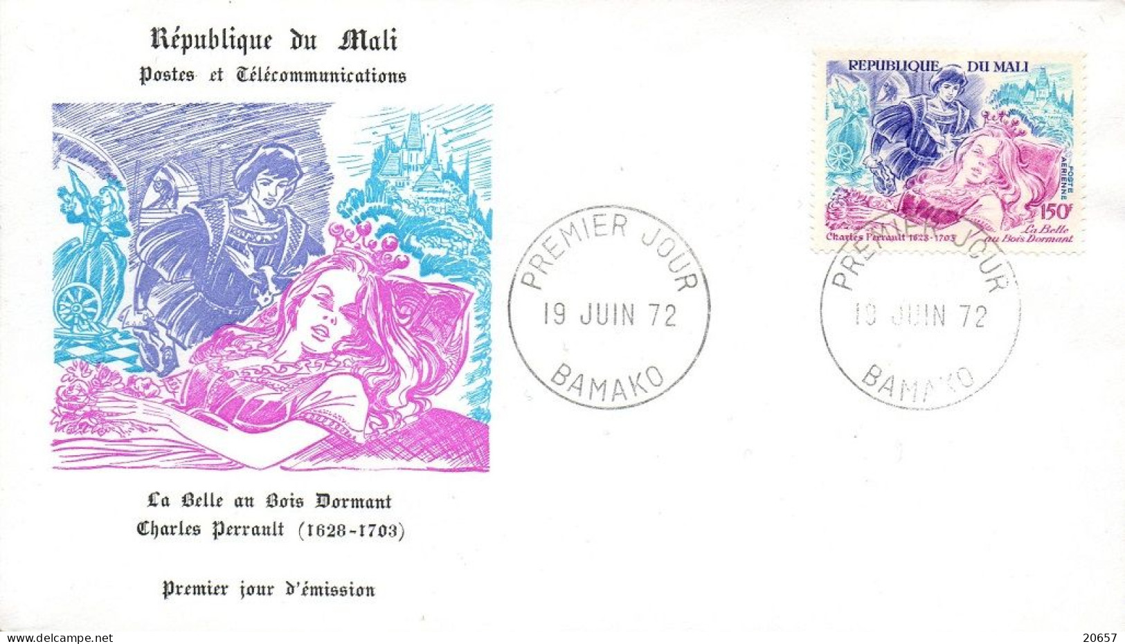 Mali A 153/55 Fdc Les Contes De Perrault , Cendrillon , Le Chat Botté , La Belle Au Bois Dormant - Fairy Tales, Popular Stories & Legends