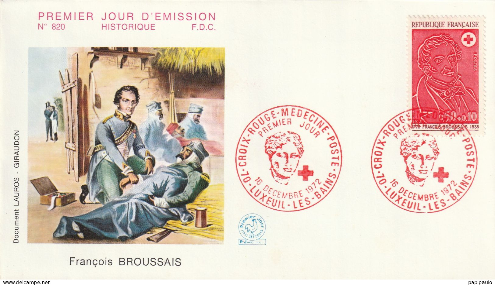 CROIX ROUGE - MEDECINE  YT  N°1735- 16-12-1973    FRANCOIS BROUSSAIS - Medicine