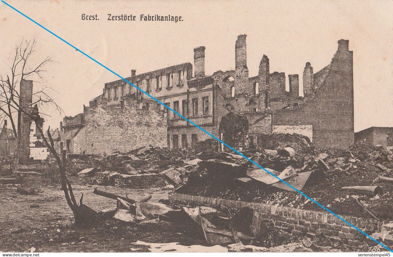 Ak Weißrussland Brest Zerstörte Fabrikanlage Feldpost WK 1 1916 Landstuem Inf. Ers. Bat. Hannover - Wit-Rusland