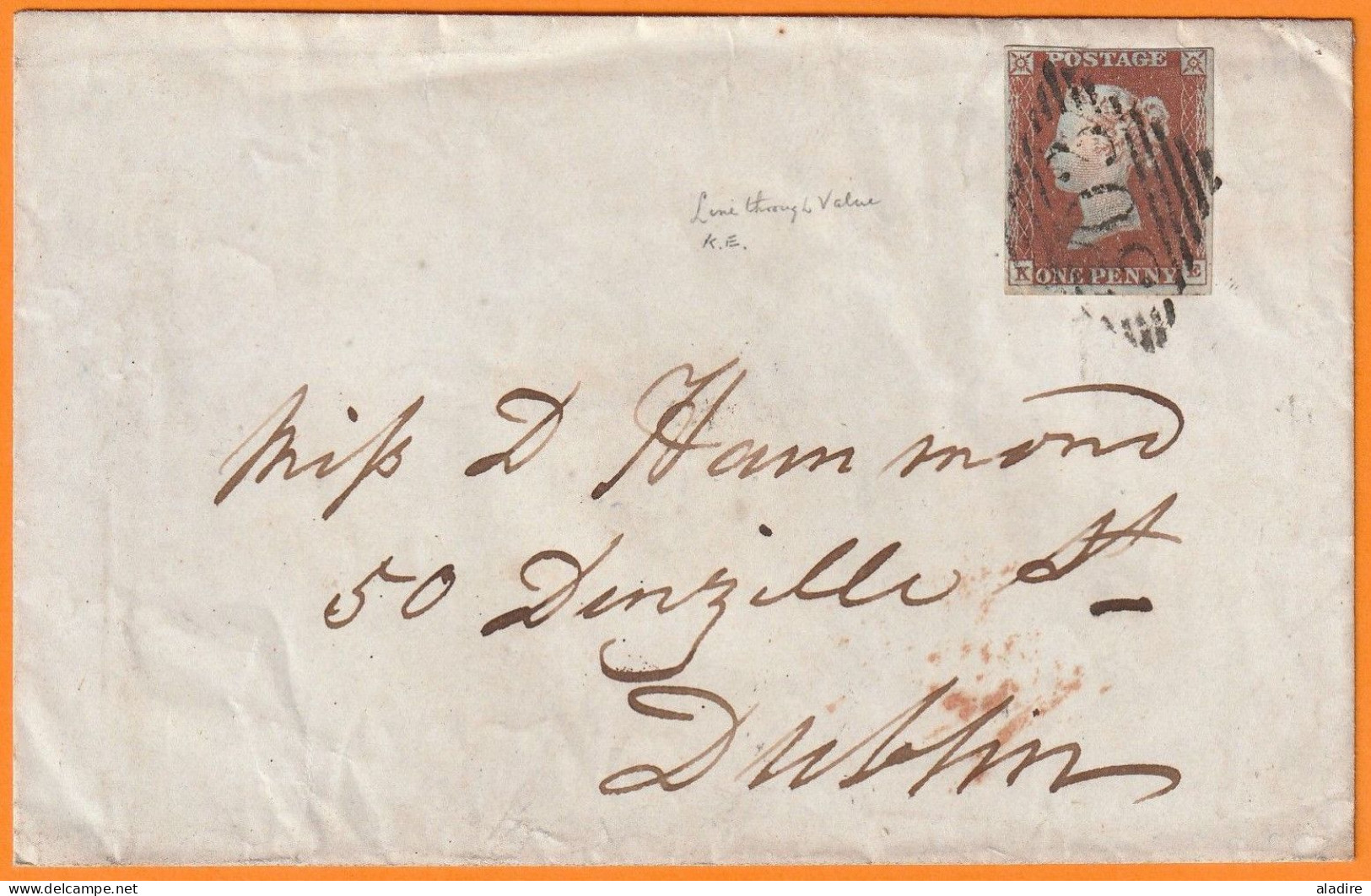 1845 - QV - 1 Penny Red - Plate 32 - KE - On Cover From Limerick To Dublin, Ireland/GB - Arrival Stamp - Covers & Documents