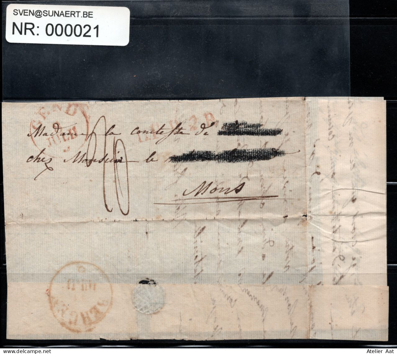 Voorloper: Stempel Gend 8 Juni 1830 - L.P.B.2.B. - Bergen - Brieffragment Naar Comtesse De Merode - 1830-1849 (Belgica Independiente)