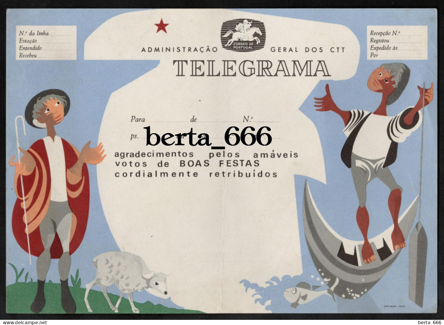 CTT Servico Telegrafico BF3 Telegrama De Boas Festas * Portugal Christmas Greetings Telegram - Brieven En Documenten