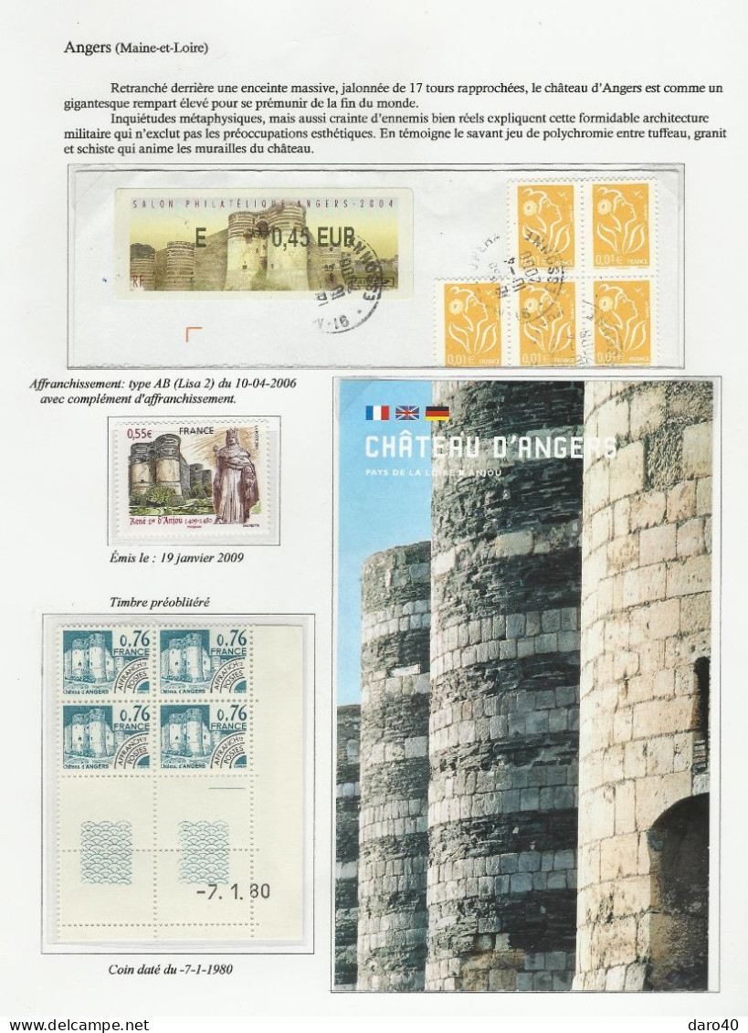 Collection De 72 Pages "Les Châteaux De France" Plus Double Cadeau - Collections, Lots & Séries