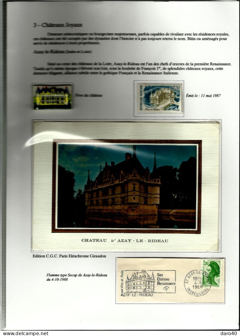 Collection De 72 Pages "Les Châteaux De France" Plus Double Cadeau - Collections, Lots & Series