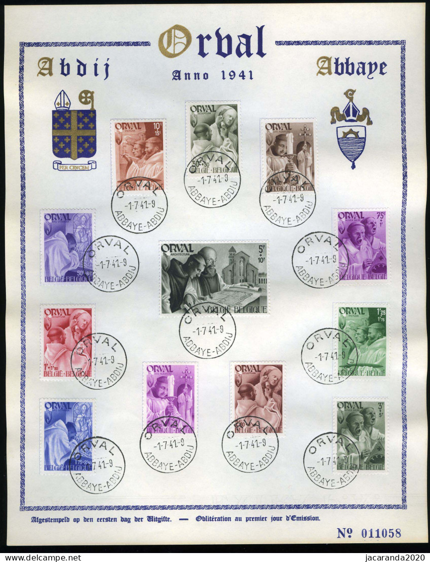 België 556/67 Met 564-V1 HBL - Monnikenreeks - Vierde ORVAL -  Herdenkingsblad/Feuillet Souvenir - "Kras Over Kruis" - Herdenkingskaarten - Gezamelijke Uitgaven [HK]