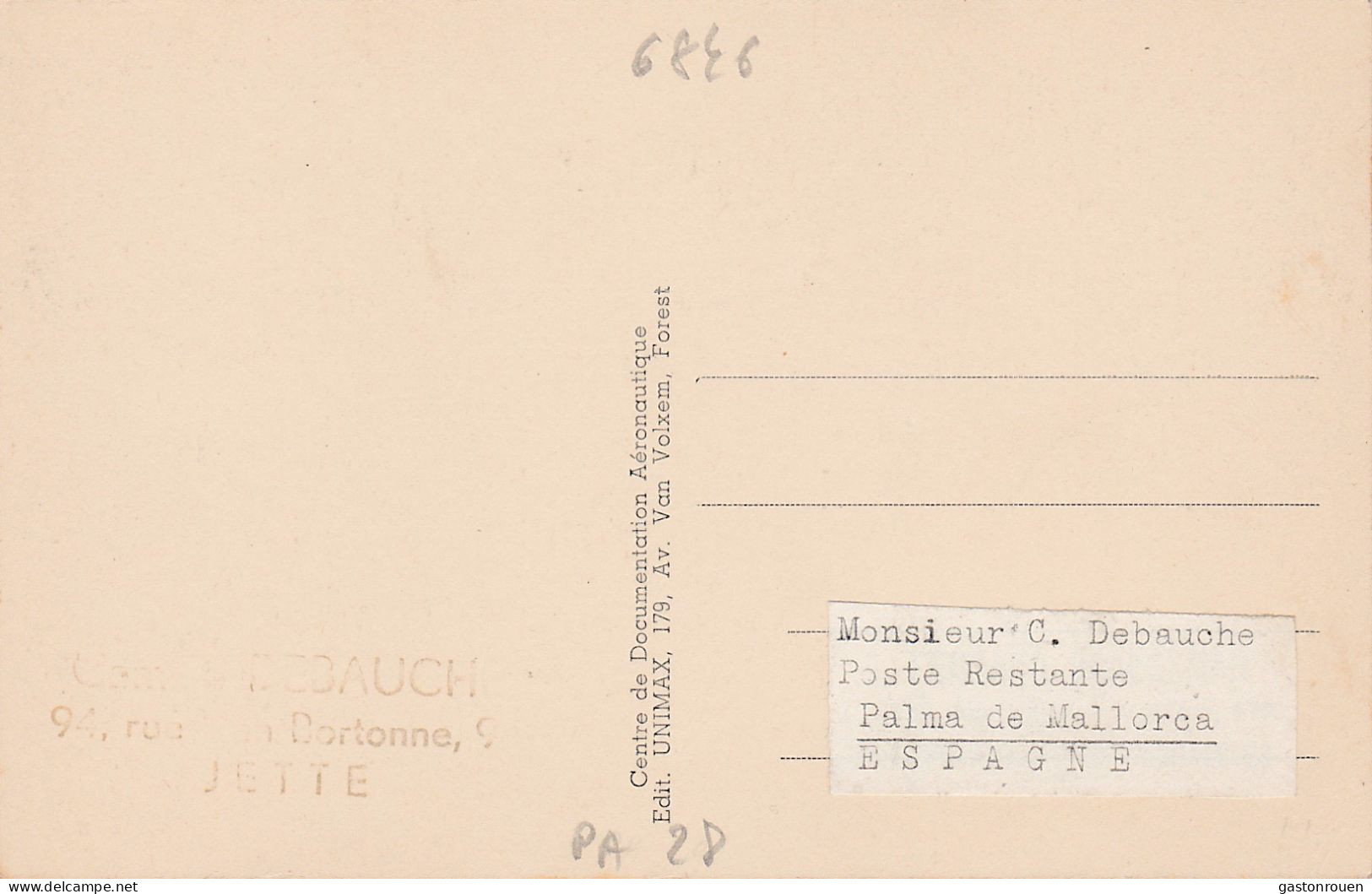 Carte Maximum Belgique Pa 28 Poste Aerienne  Cachet 100 000 Eme Passager Sabena 1957 - 1951-1960