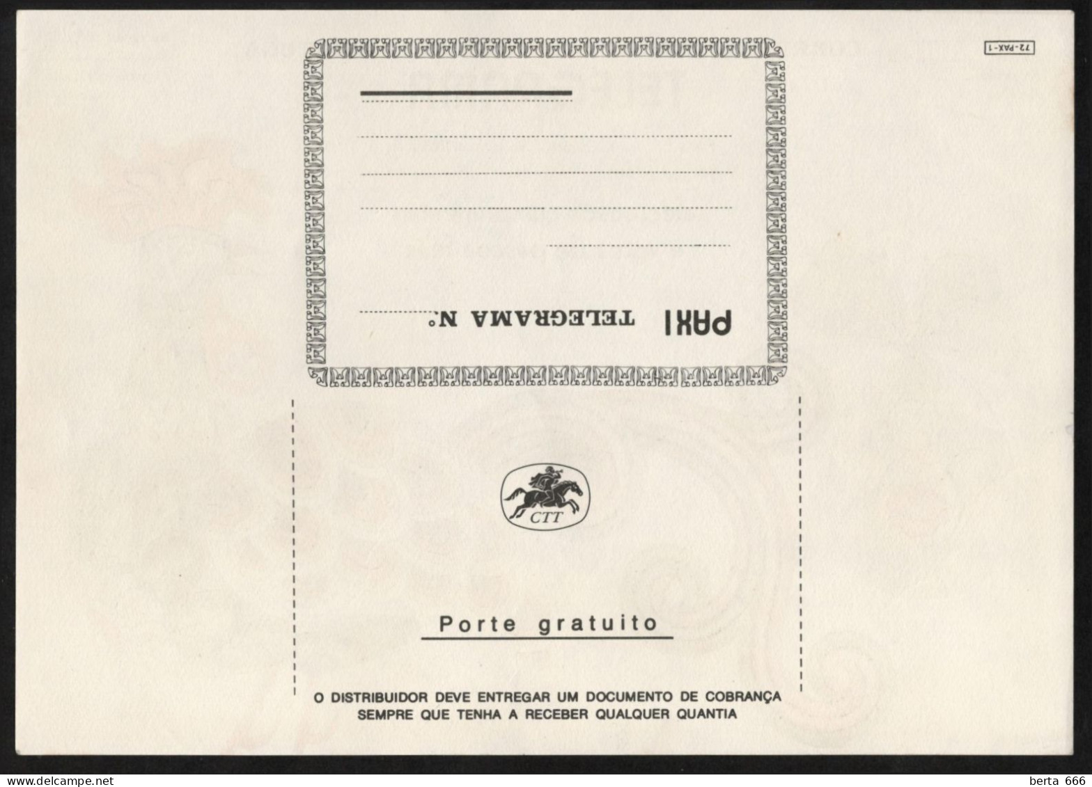 CTT Servico Telegrafico PAX 1 Telegrama De Páscoa Feliz * Portugal Easter Greetings Telegram - Cartas & Documentos