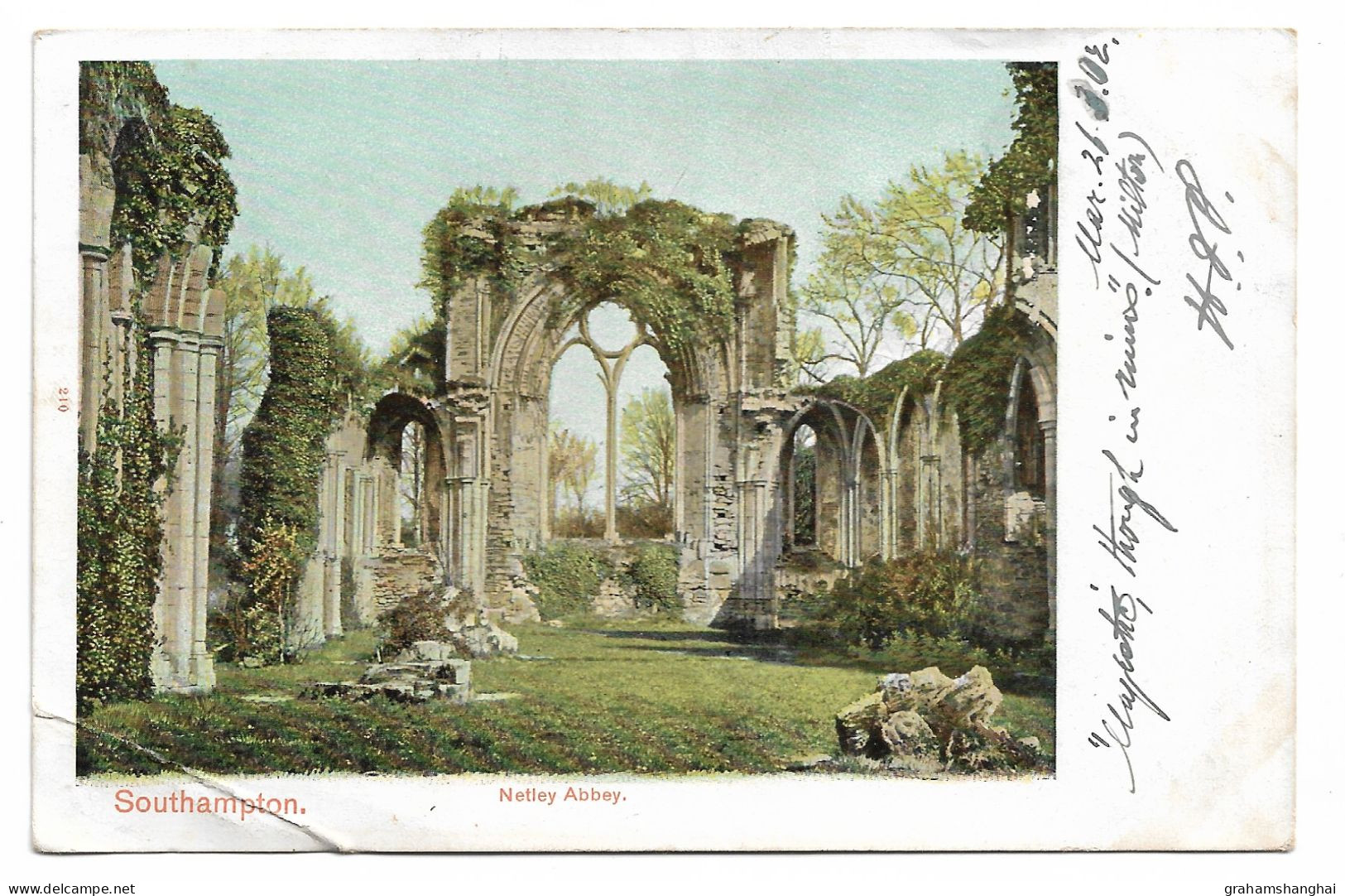 Postcard UK England Hampshire Hants Southampton Netley Abbey Undivided Back Posted 1902 QV 1½d Stamp - Southampton