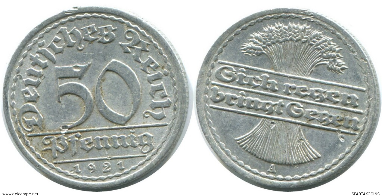 50 PFENNIG 1921 A GERMANY Coin #AD646.9.U.A - 50 Renten- & 50 Reichspfennig