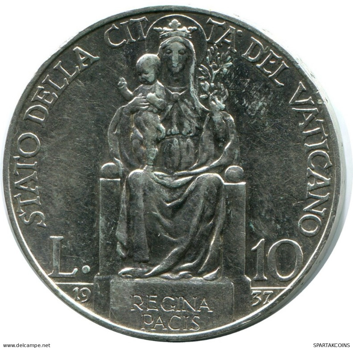 10 LIRE 1937 VATICAN Pièce Pius XI (1922-1939) ARGENT #AH303.16.F.A - Vaticano