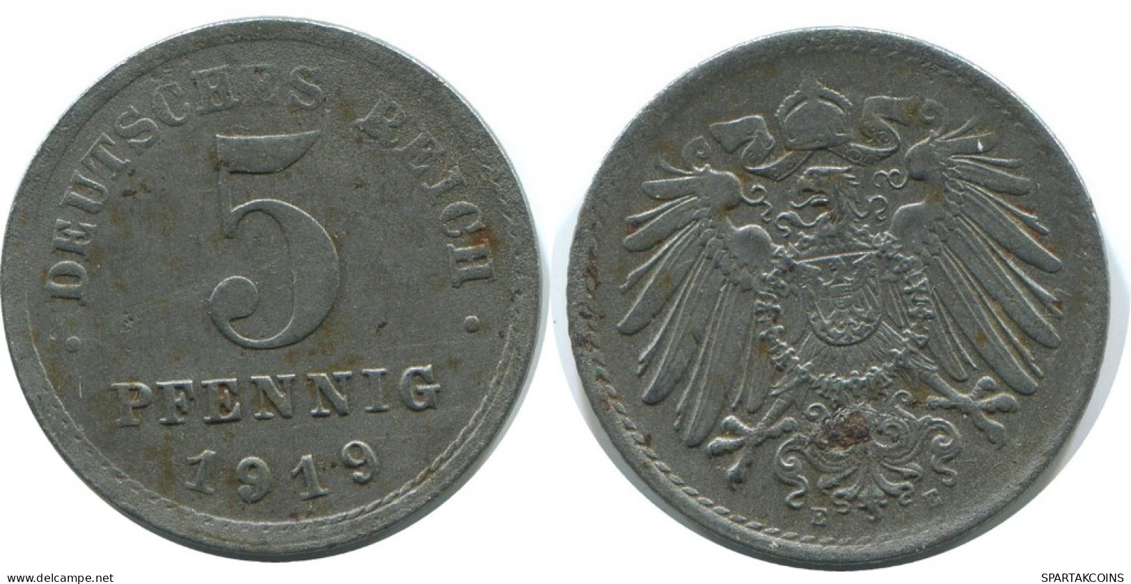 5 PFENNIG 1919 E GERMANY Coin #AE300.U.A - 5 Rentenpfennig & 5 Reichspfennig