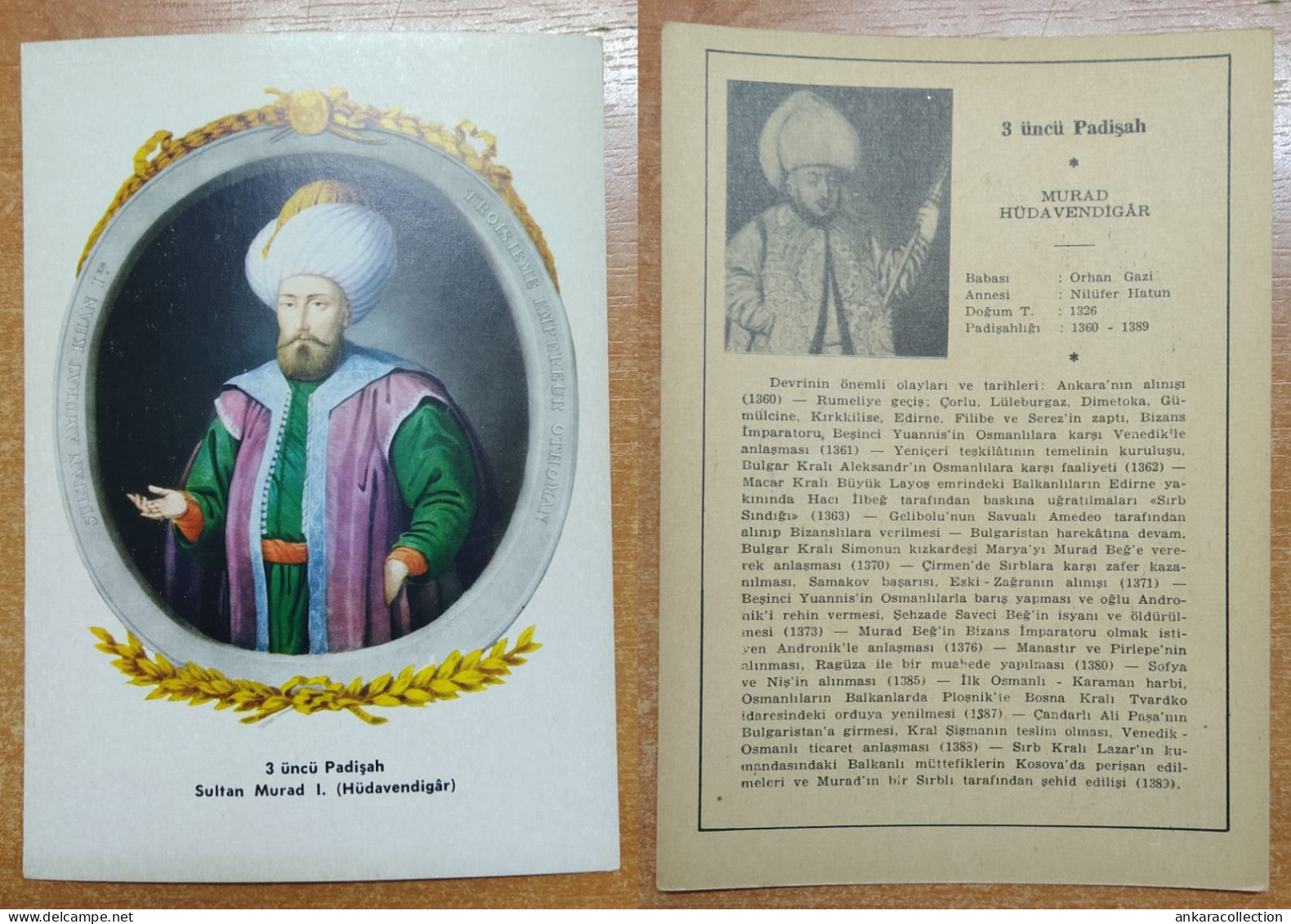 AC - MURAD I HUDEVENDIGAR 3th OTTOMAN PADISHAH EMPEROR 1326 - 1389 POST CARD CARTE POSTALE - Türkei