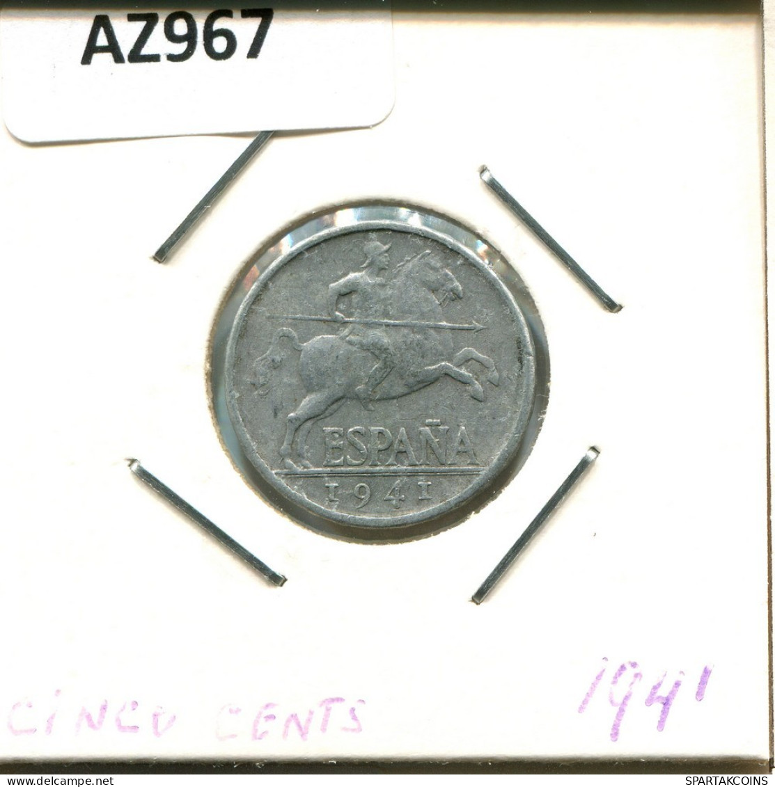 5 CENTIMOS 1941 SPANIEN SPAIN Münze #AZ967.D.A - 5 Céntimos