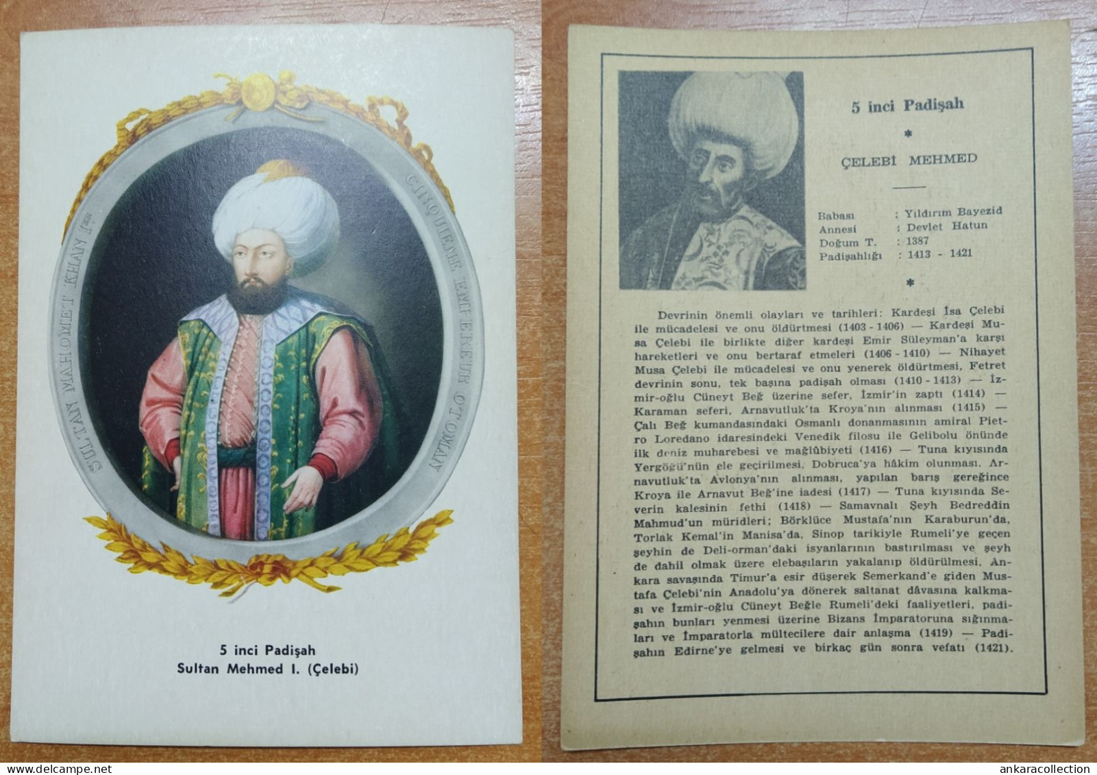 AC - MEHMED I CELEBI 5th OTTOMAN PADISHAH EMPEROR 1387 - 1421 POST CARD CARTE POSTALE - Türkei