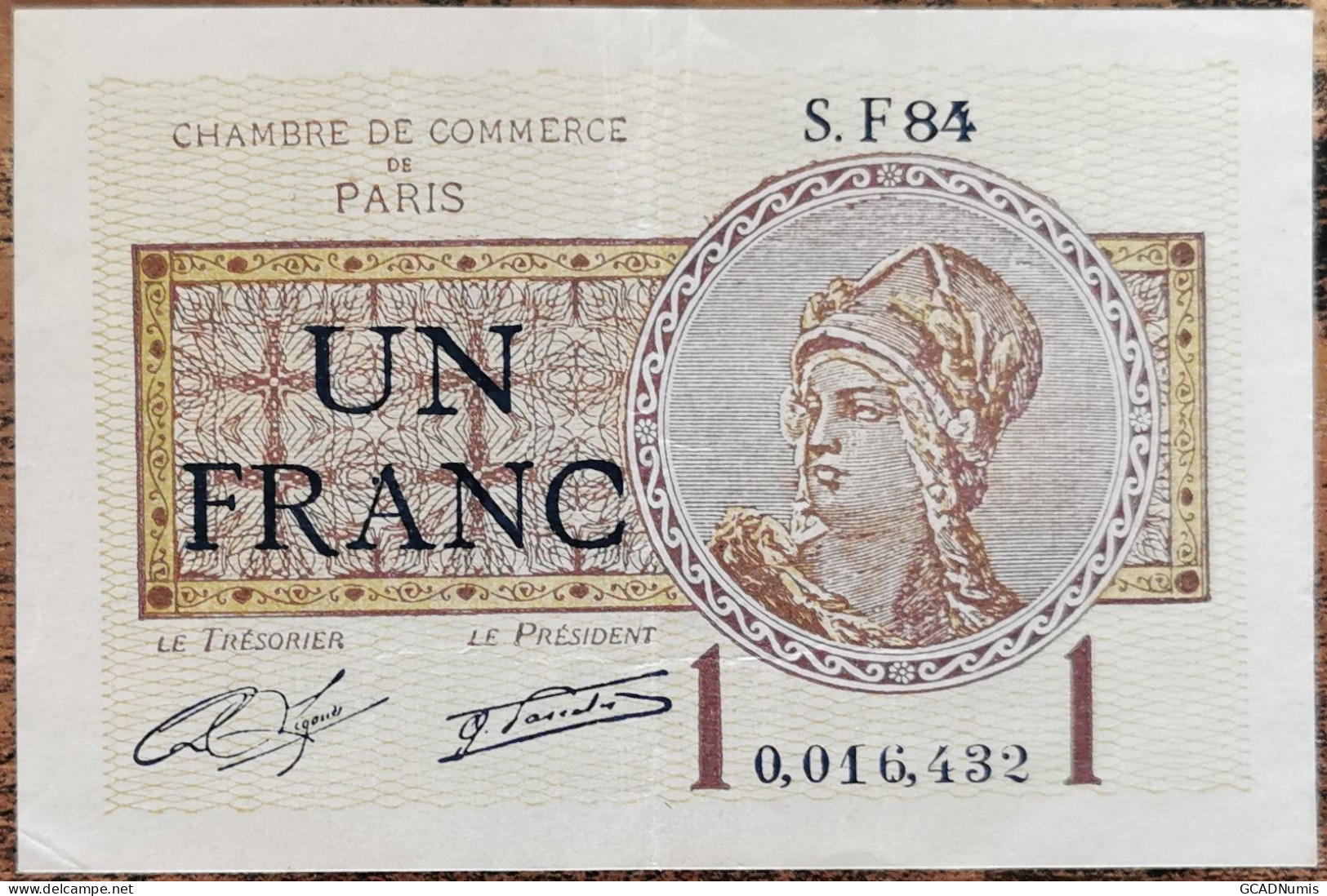 Billet 1 Franc Chambre De Commerce De PARIS 1920 Nécessité S.F84 - Chamber Of Commerce