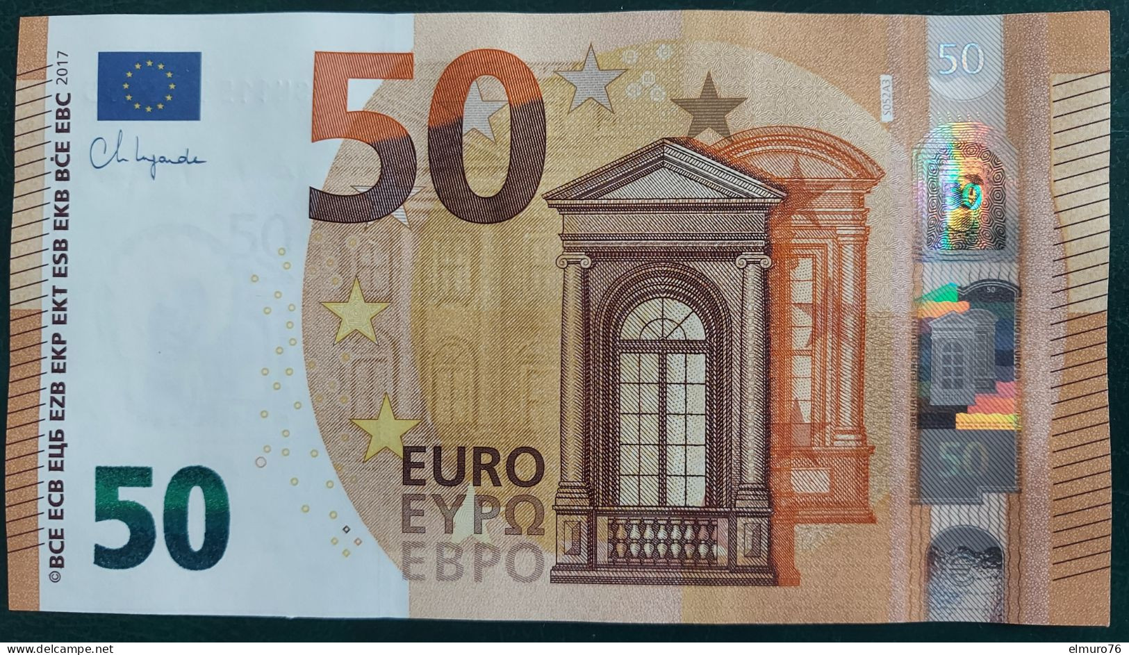 50 EURO S052A3 Italy Serie SH Ch 15 Lagarde Perfect UNC - 50 Euro