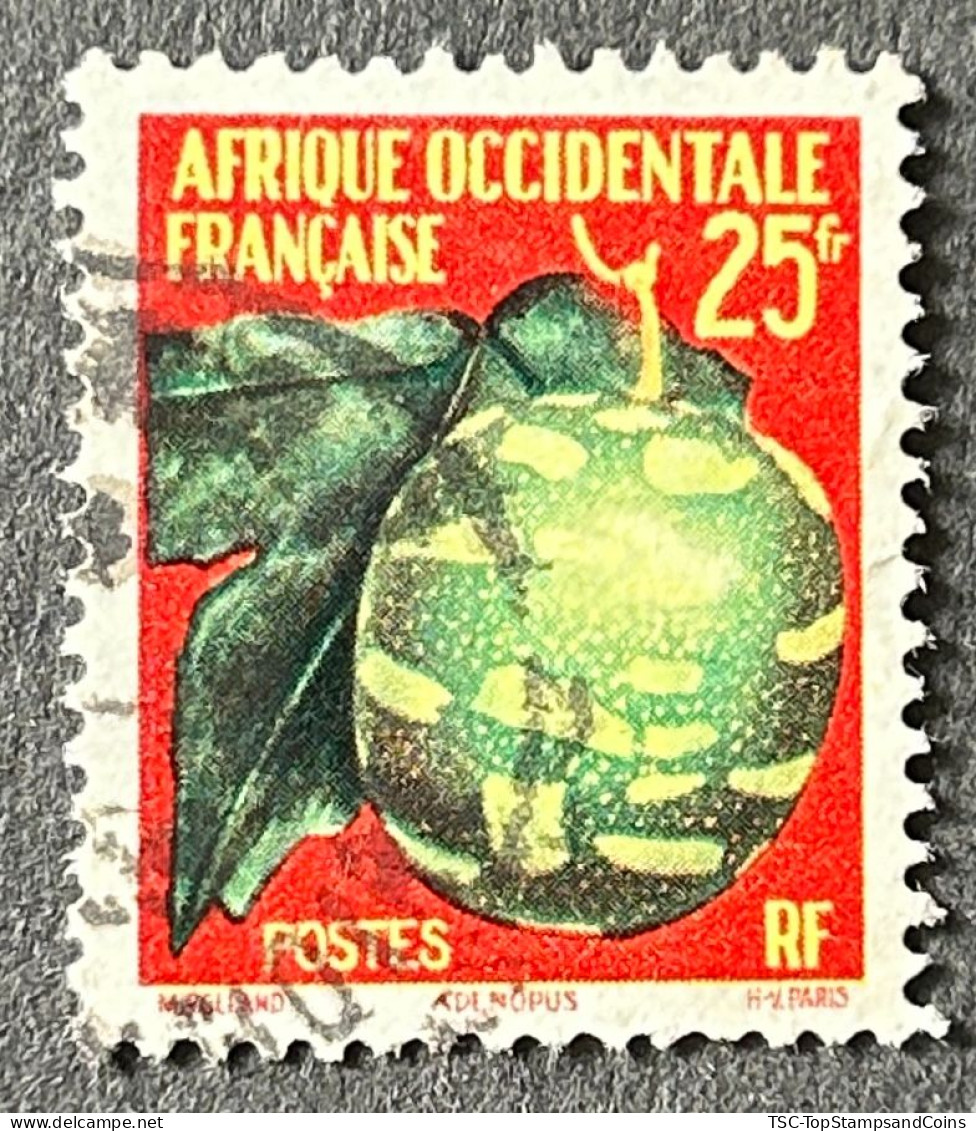 FRAWA0069U1 - Flowers - Adenopus - 25 F Used Stamp - AOF - 1958 - Oblitérés