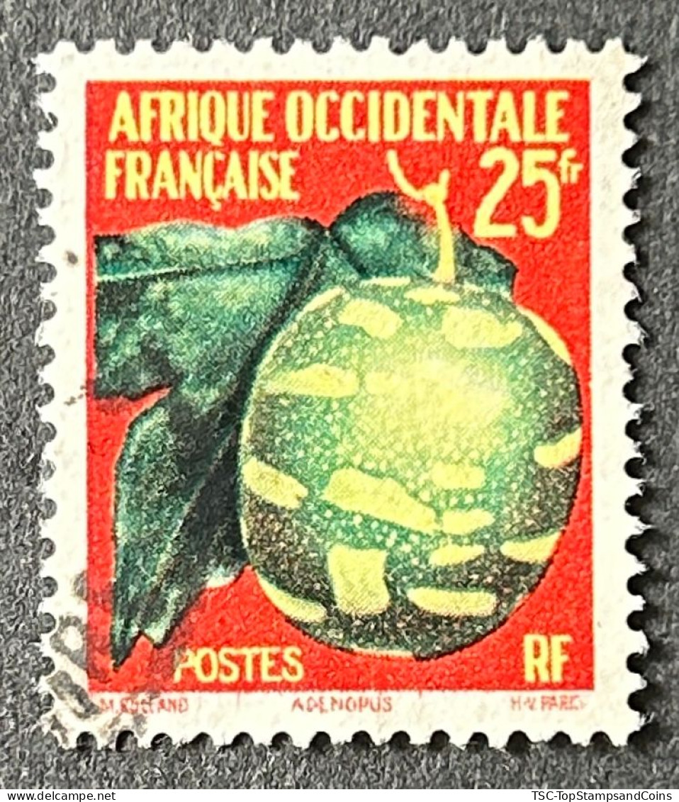 FRAWA0069U2 - Flowers - Adenopus - 25 F Used Stamp - AOF - 1958 - Oblitérés