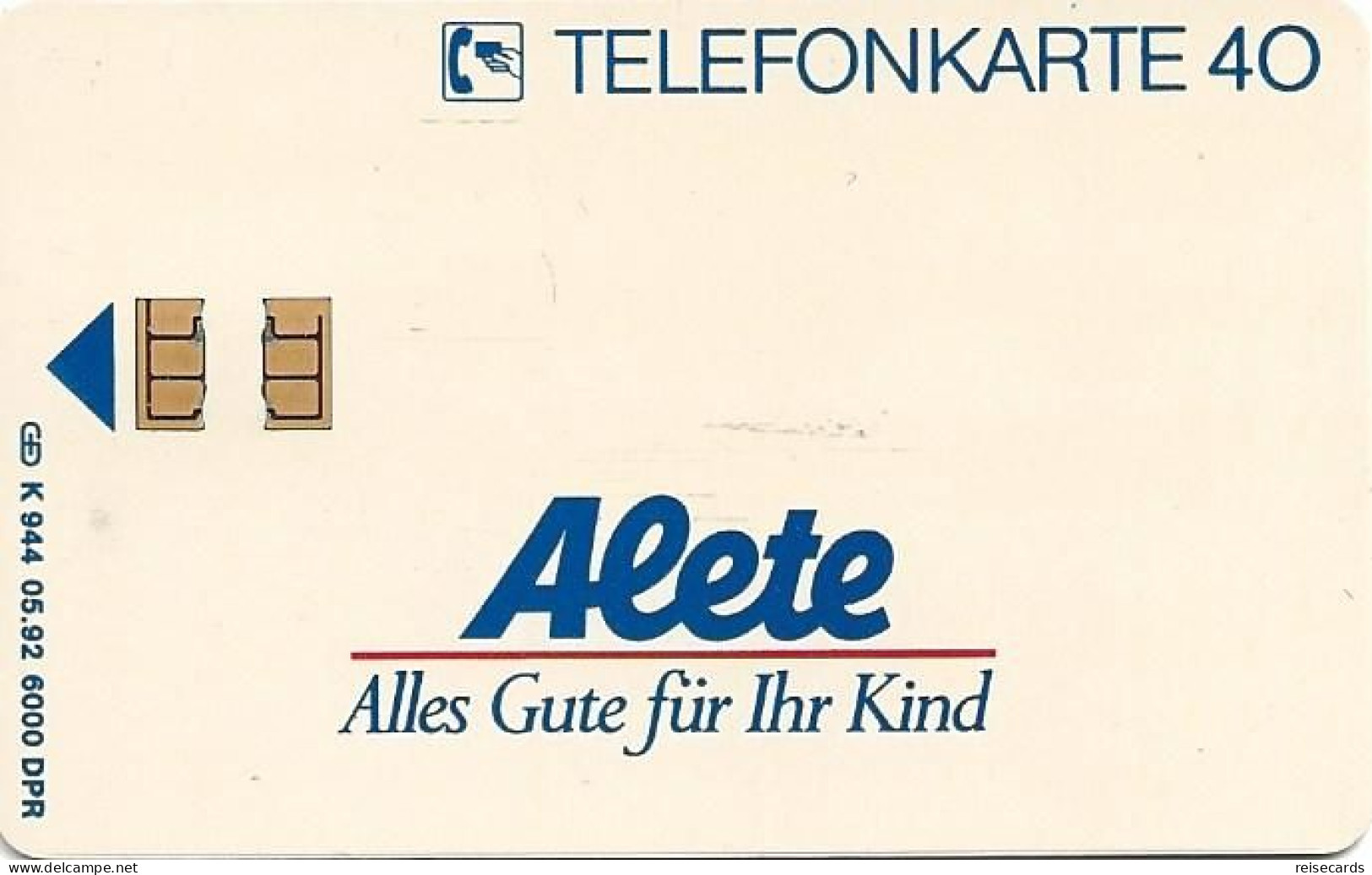 Germany: K 944 05.92  Alete (Nestlé). Mint - K-Serie : Serie Clienti