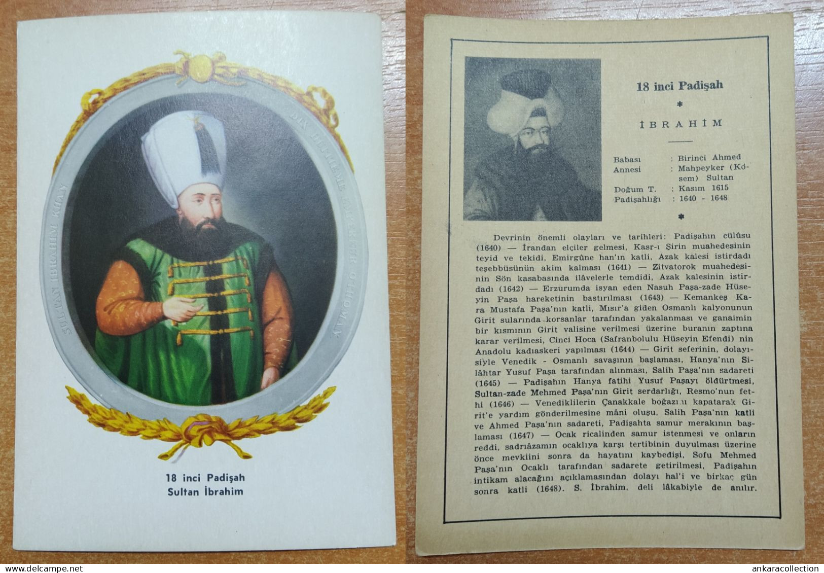 AC - IBRAHIM 18th OTTOMAN PADISHAH EMPEROR 1615 - 1648 POST CARD CARTE POSTALE - Türkei