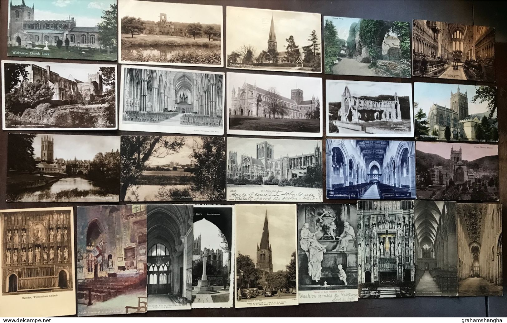 24 Postcards Lot UK Churches Cathedrals Abbeys Other Religious Buildings Exteriors Interiors All Posted - Kirchen Und Klöster