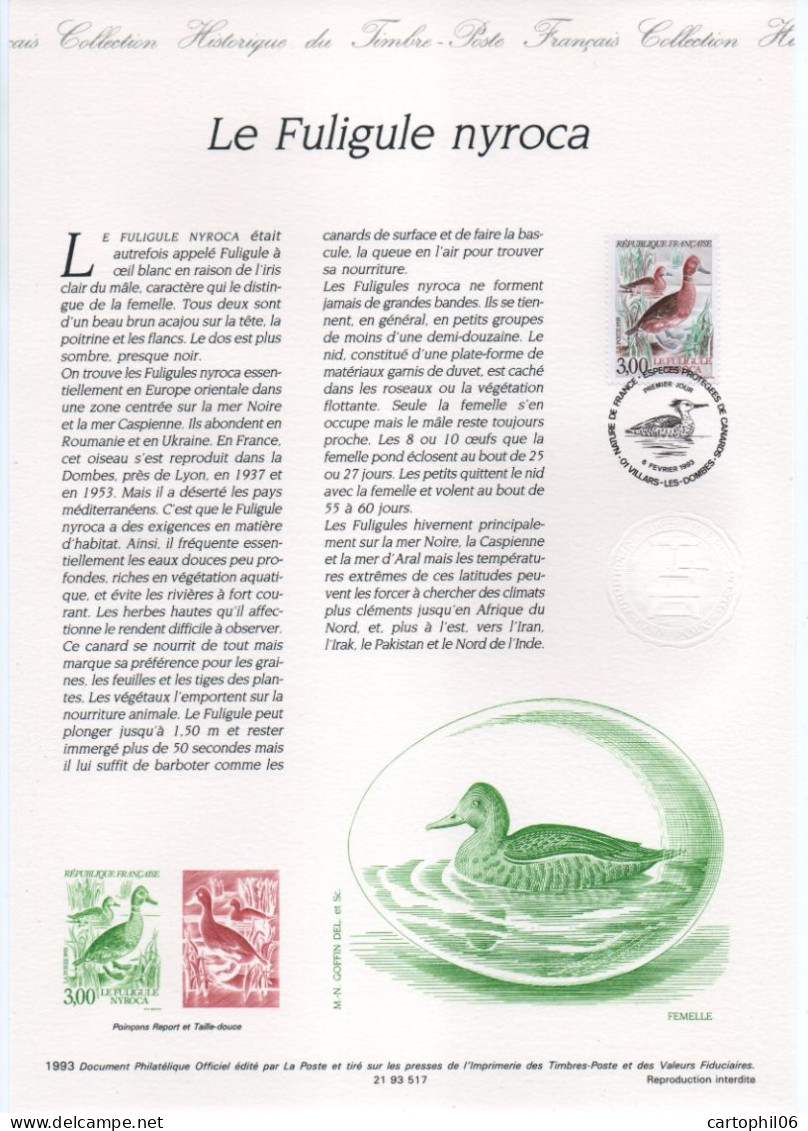 - Document Premier Jour LES CANARDS : Le Fuligule Nyroca - VILLARS-LES-DOMBES 6.2.1993 - - Canards
