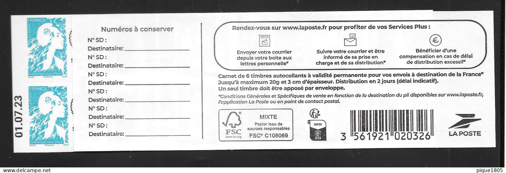 Marianne De L'Avenir Balez Carnet Lettre Services Plus Daté 01.07.23 - Carnets