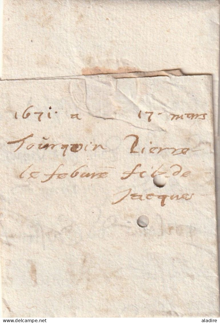 1671 - Lettre Pliée Vers LILLE, En France Depuis 1667 - Règne De Louis XIII (format 20 Cm X 16 Cm) - ....-1700: Voorlopers