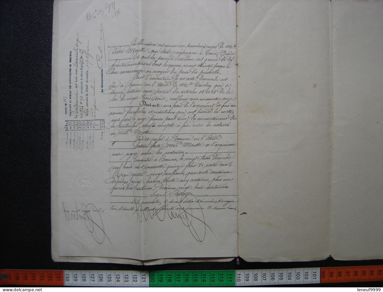 Manuscrit Acte Notarié 1875 Bourgogne Beaune ACQUISITION VIGNE Vauchey Notaire - Manuskripte