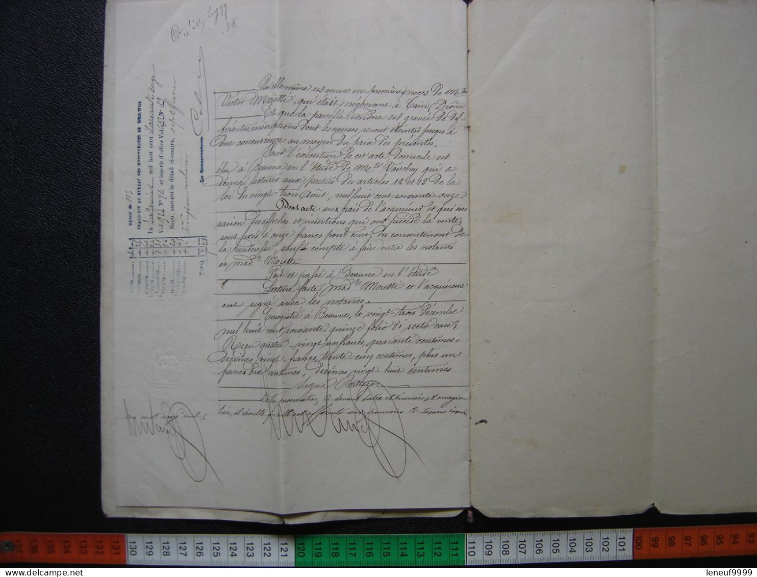 Manuscrit Acte Notarié 1875 Bourgogne Beaune ACQUISITION VIGNE Vauchey Notaire - Manoscritti