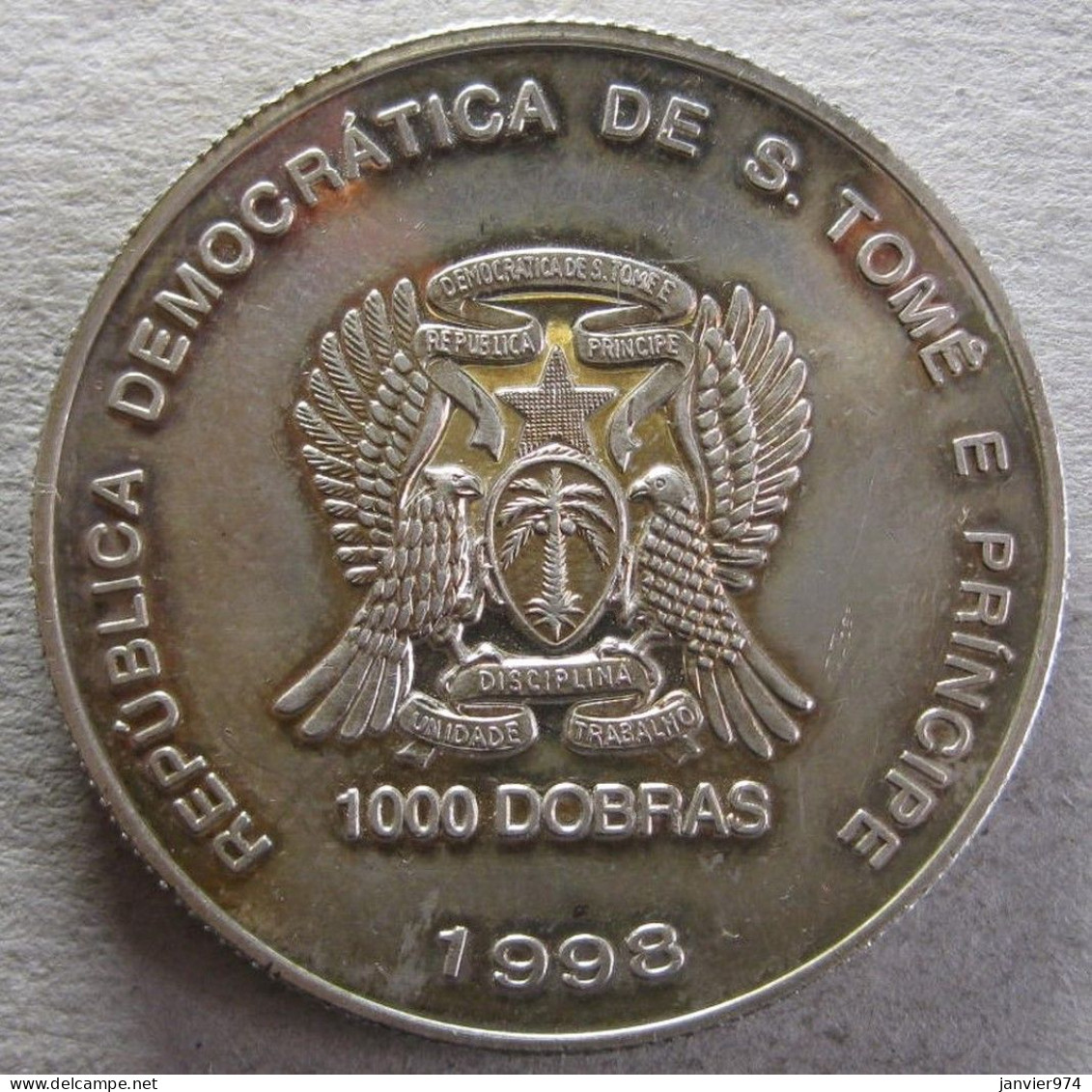Sao Tome Et Principe 1000 Dobras 1998 , En Argent - São Tomé Und Príncipe