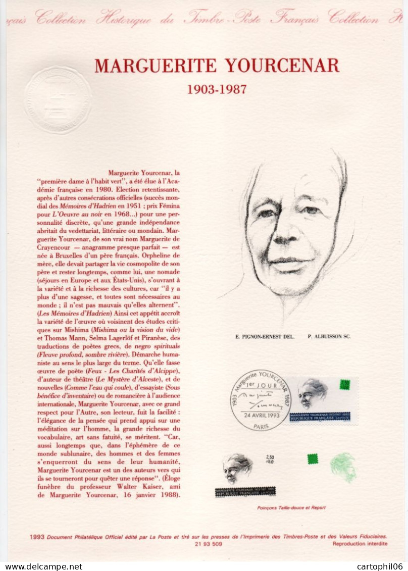 - Document Premier Jour MARGUERITE YOURCENAR (1903-1987) - PARIS 24.4.1993 - - Ecrivains