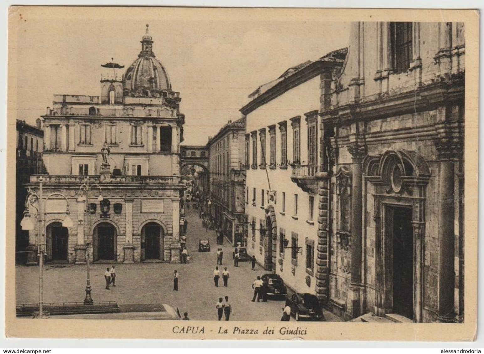 Cartolina Viaggiata Affrancata Capua La Piazza Dei Giudici 1955 Francobollo 10 Lire - Caserta