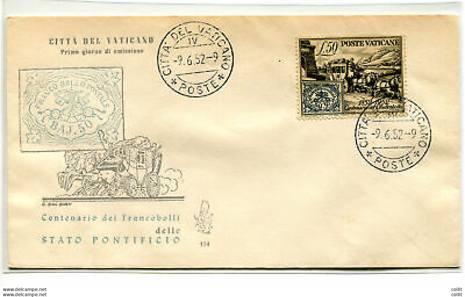 Vaticano FDC Venetia 1952 Carrozzella  Non Viaggiata - FDC