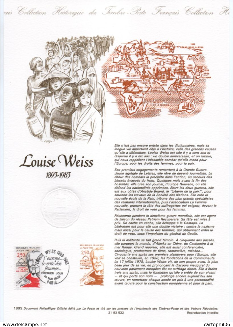 - Document Premier Jour LOUISE WEISS (1893-1983) - PARIS 15.5.1993 - - Famous Ladies