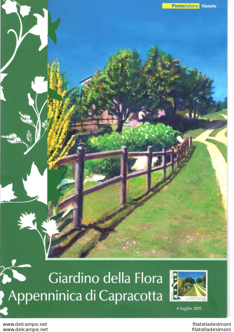 2011 Italia - Repubblica , Folder N. 276 - Giardino Flora Appenninica Di Capraco - Paquetes De Presentación