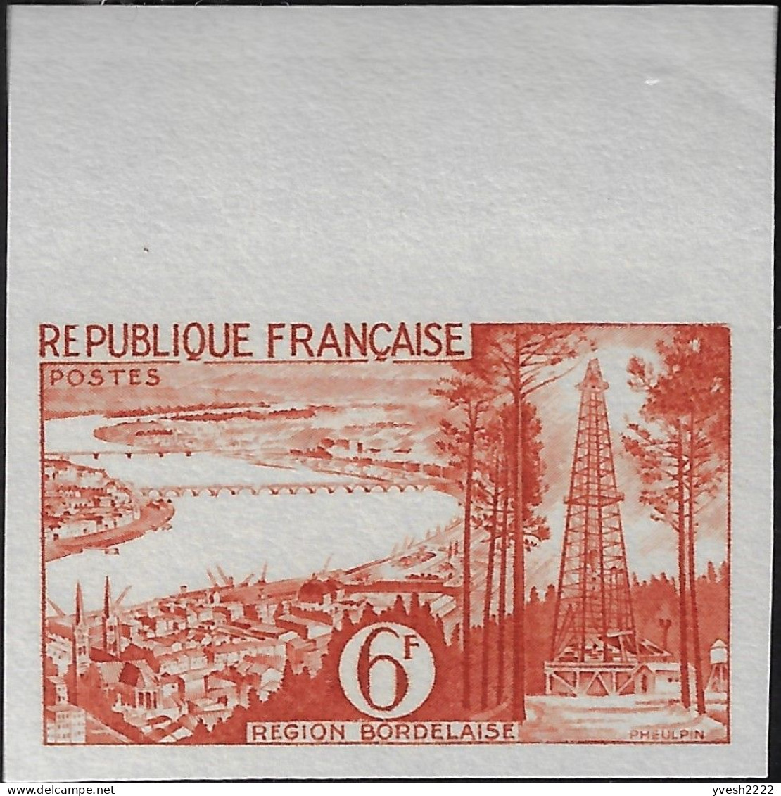 France 1955 Y&T 1036, Essai De Couleurs. Région Bordelaise, Puits De Pétrole à Parentis En Born, Landes - Petrolio