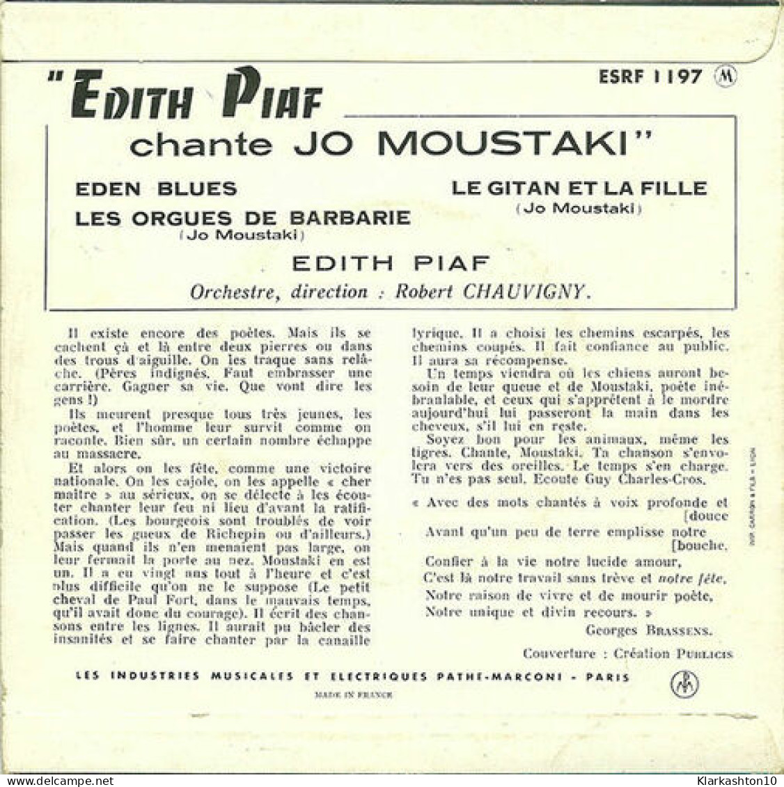 Chante Jo Moustaki - Zonder Classificatie