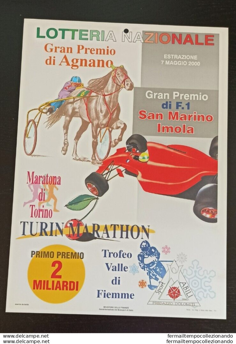 Bl18 Locandina Lotteria Nazionale Gran Premio Di Formula 1 San Marino Imola - Lottery Tickets