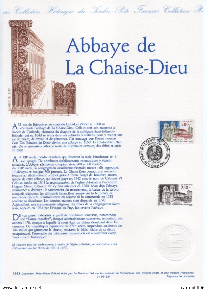 - Document Premier Jour L'ABBAYE DE LA CHAISE-DIEU 4.9.1993 - - Abbazie E Monasteri